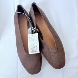 A New Day Women's Brown Suede Almond Toe Ballet Flats Size 10 Memory Foam